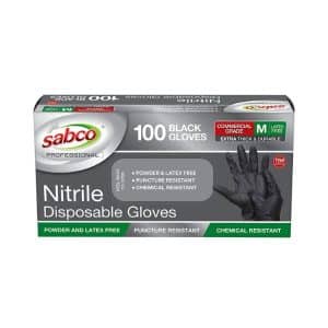 Sabco Black Nitrile Powder-Free Disposable Gloves – Medium